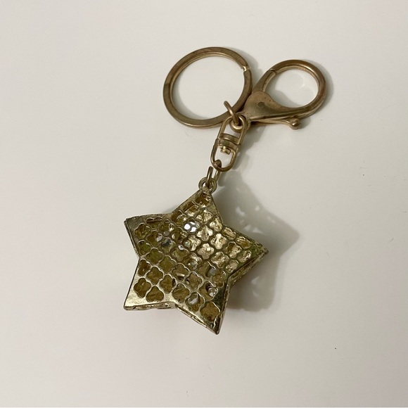 Red and White Rhinestone Star Keychain - Picture 8 of 14